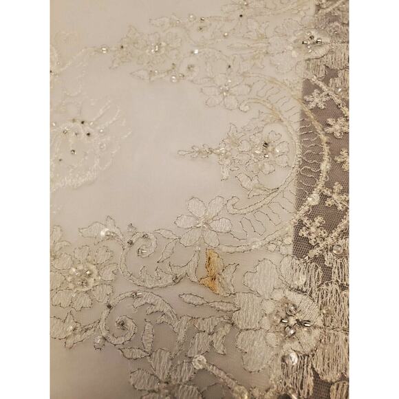 Mori Lee Wedding Dress Size 12 Lace Corset Ivory White Silver Beaded - Picture 9 of 12